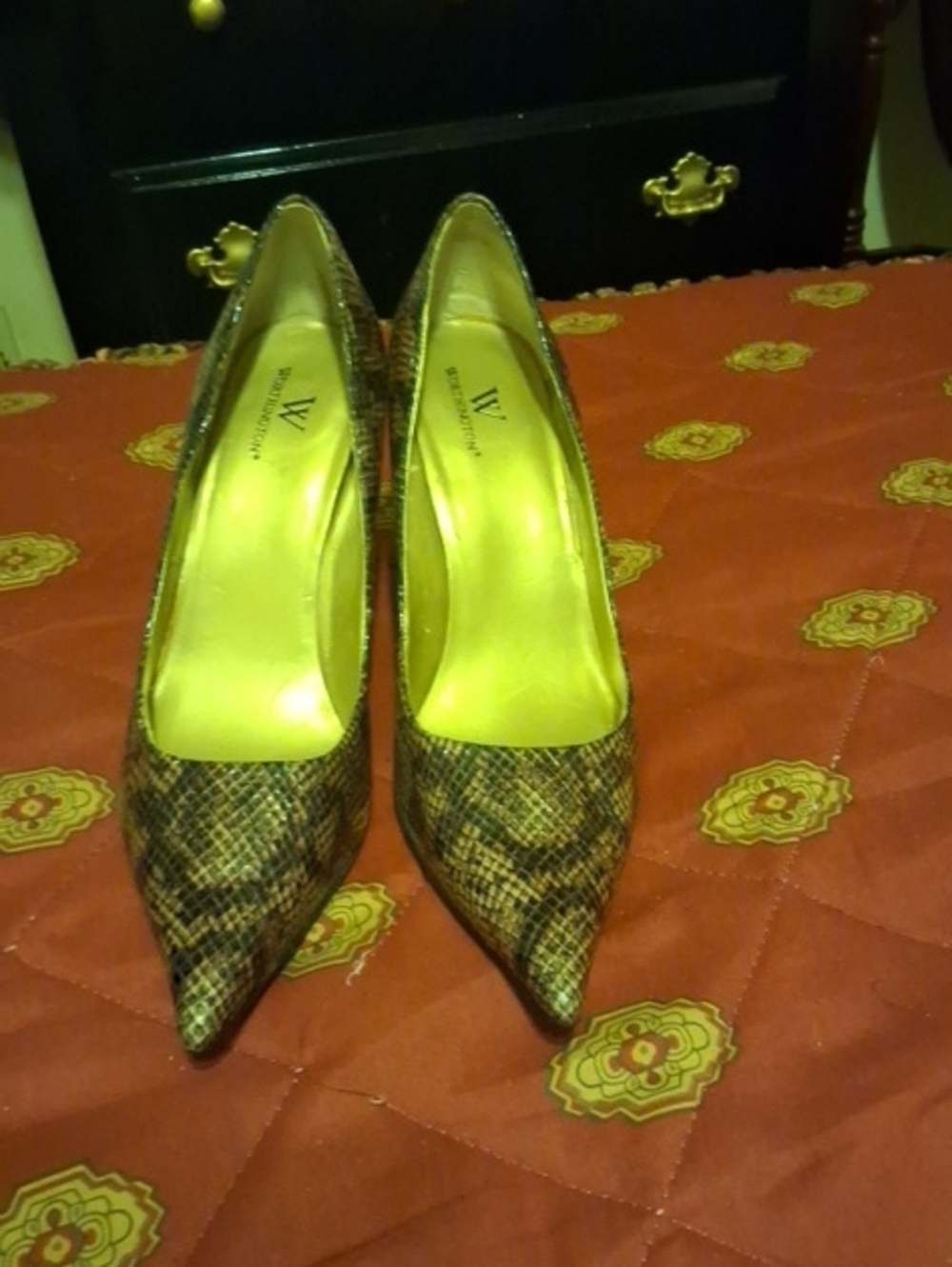 Worthington Brown Snakeskin-Print Pointed Toe Heels
